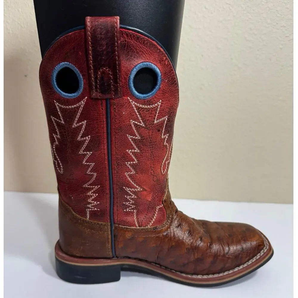 Smoky Mountain Youth Brown Ostrich Style 3752C Square Toe Cowboy Boots - Sz 13.5 - Picture 5 of 7